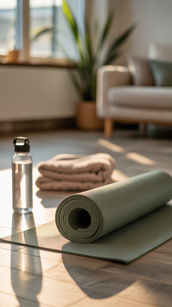 yoga mat neatly rolled out on wooden flo ptw7qp er9wk jbpzgkqbw uftjemzgs9ofzlwbztfzyg